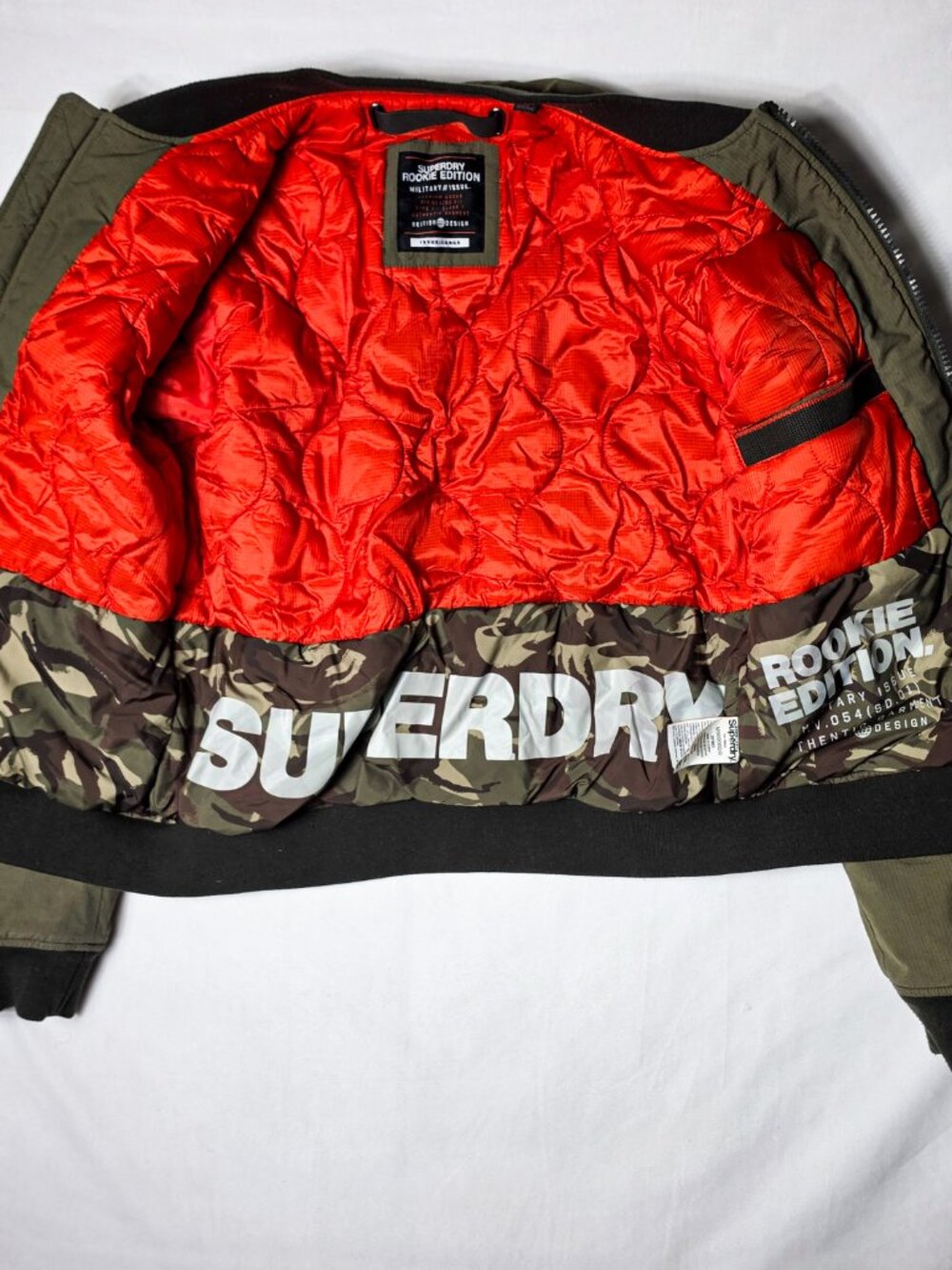 Large Superdry Air Corps Bomber Jacket Mens Olive Green Military Flight MA1 Rook